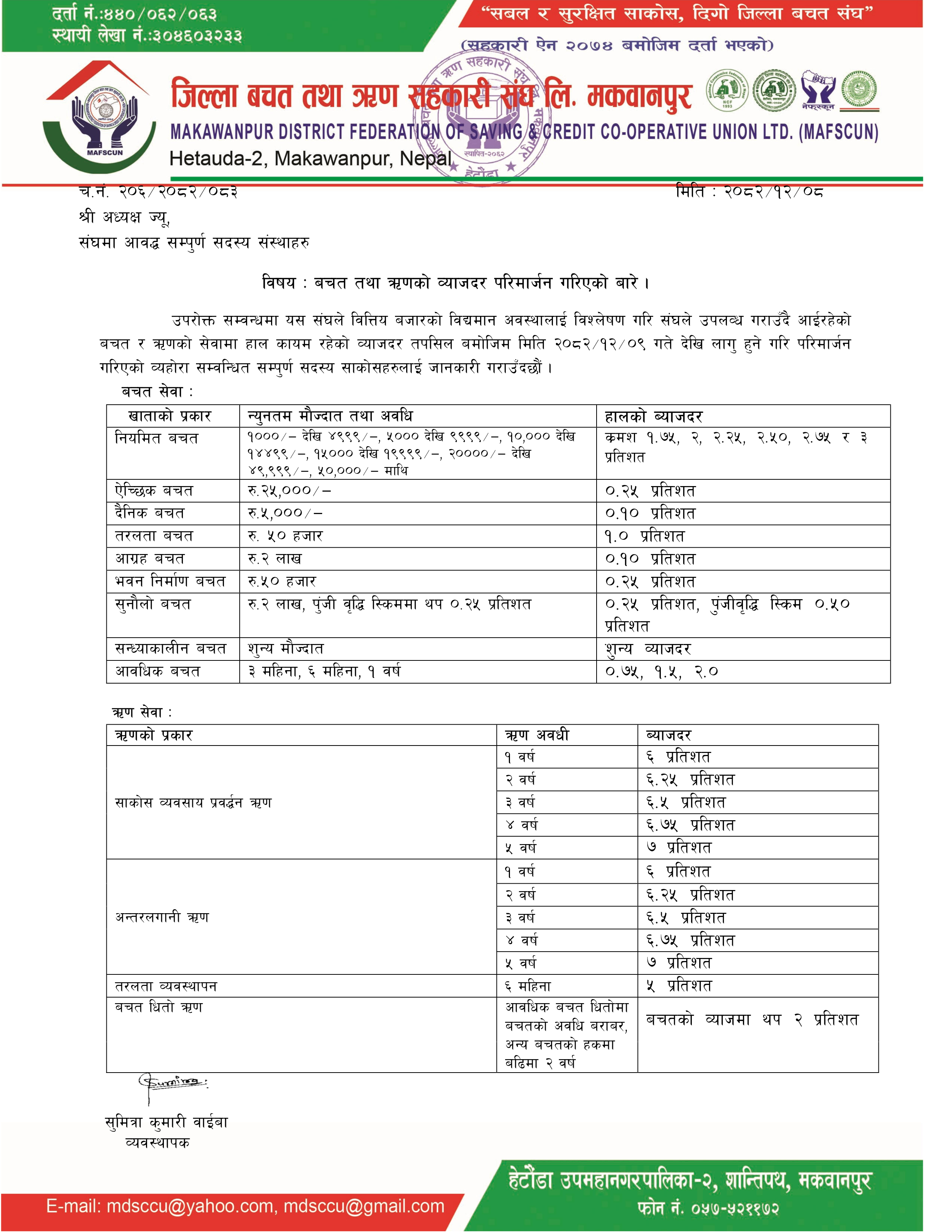 mafscun new interest rate